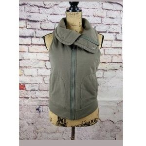 Splendid Green Cowl Neck Fulk Zip Vest Small
